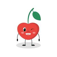 Cute cherry, cartoon. Vector illustration.