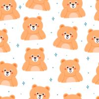 seamless pattern cartoon bears. cute animal wallpaper illustration for gift wrap paper png