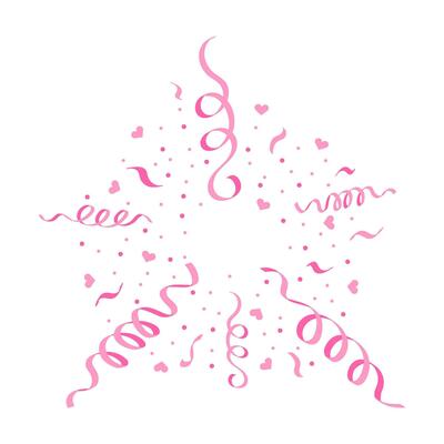 Bright pink streamers and confetti, paper ribbons and hearts for a gender  party. It's a girl. 27364352 Vector Art at Vecteezy