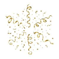Golg shiny streamer and confetti ribbons for congratulations and holiday decoration vector