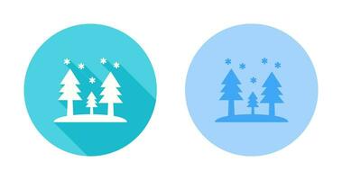 nevando en el icono de vector de árboles