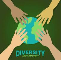 Concept of diverse culture and multi-ethnic multiracial people. Diverse society and ethnicity holding hands and working together. Diversity, equity and inclusion concept. vector