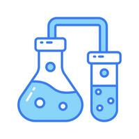 Chemical flask with test tube, well designed icon of lab experiment, business experiment vector