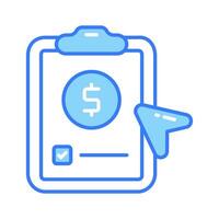 Dollar on page depicting concept vector of financial document, ready to use icon