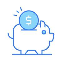 Piggy bank with dollar coin, trendy flat vector design of money savings