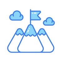 Flag on top of mountain, concept icon of mission in trendy style vector