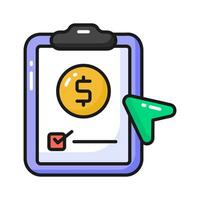 Dollar on page depicting concept vector of financial document, ready to use icon