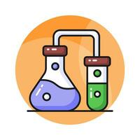 Chemical flask with test tube, well designed icon of lab experiment, business experiment vector