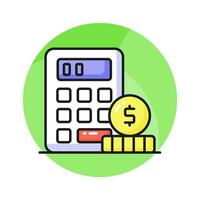 Calculator with coins denoting accounting concept vector, money calculation icon vector