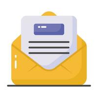 Document inside letter envelope showing letter concept vector