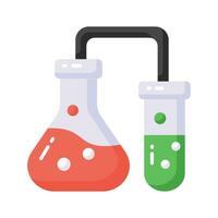 Chemical flask with test tube, well designed icon of lab experiment, business experiment vector