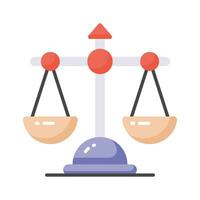 Trendy icon of balance scale in editable flat style, business law symbol vector