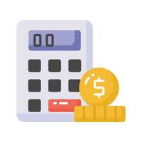 Calculator with coins denoting accounting concept vector, money calculation icon vector