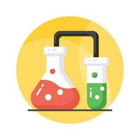 Chemical flask with test tube, well designed icon of lab experiment, business experiment vector