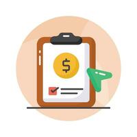 Dollar on page depicting concept vector of financial document, ready to use icon