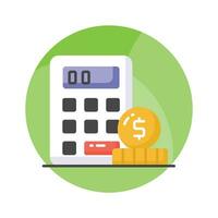 Calculator with coins denoting accounting concept vector, money calculation icon vector