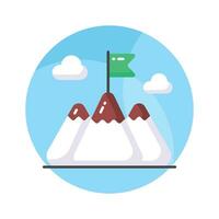 Flag on top of mountain, concept icon of mission in trendy style vector