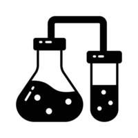 Chemical flask with test tube, well designed icon of lab experiment, business experiment vector