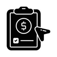 Dollar on page depicting concept vector of financial document, ready to use icon