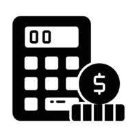 Calculator with coins denoting accounting concept vector, money calculation icon vector