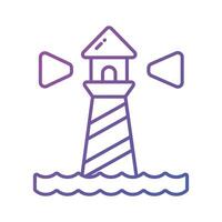 A tower containing a beacon light to warn or guide ships at sea, well designed icon of lighthouse vector