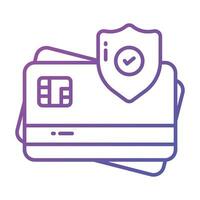 atm Card with protection shield, secure payment concept icon, credit card security vector