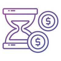 Dollars with hourglass showing concept vector of time is money, premium icon