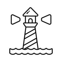 un torre conteniendo un Faro ligero a advertir o guía buques a mar, bien diseñado icono de faro vector