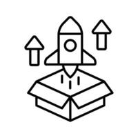 Box with rocket showing product release concept vector, business startup icon vector