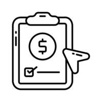Dollar on page depicting concept vector of financial document, ready to use icon