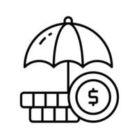 dólar monedas debajo paraguas, un concepto de financiero seguro icono en moderno estilo vector