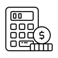 Calculator with coins denoting accounting concept vector, money calculation icon vector