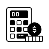 Calculator with coins denoting accounting concept vector, money calculation icon vector