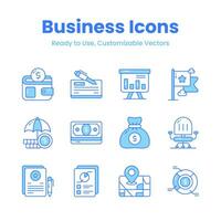 Get your hold on this carefully designed business and management icons set, premium vectors