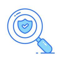 Security shield with magnifier, security search icon, safety check vector design