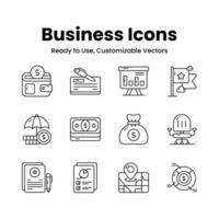 Get your hold on this carefully designed business and management icons set, premium vectors