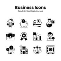 Get your hands on this beautifully designed business icons set in trendy style, ready to use vectors