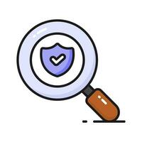 Security shield with magnifier, security search icon, safety check vector design