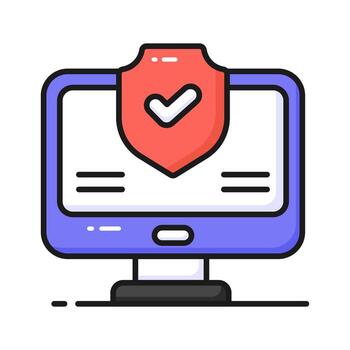 Security shield with monitor showing concept icon of computer protection vector