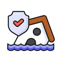 House building floating on water, denoting concept icon of natural disaster, vector of flood