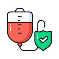 Blood bag with protection shield showing concept icon of blood bag protection vector