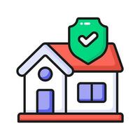 hogar con proteccion proteger y cheque marca, hogar seguro vector diseño, propiedad proteccion concepto
