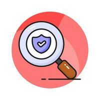 Security shield with magnifier, security search icon, safety check vector design