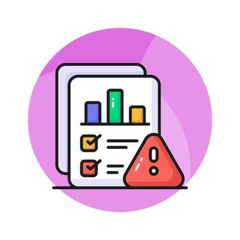 Report with exclamation mark, report alert, error, danger, analysis, attention vector design