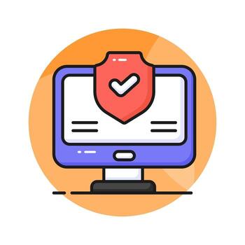 Security shield with monitor showing concept icon of computer protection vector