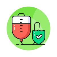 Blood bag with protection shield showing concept icon of blood bag protection vector
