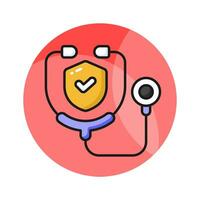 Safety shield with stethoscope, concept of health insurance, medical insurance vector