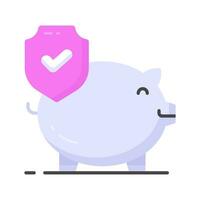 Shield with piggy bank denoting the concept of financial insurance vector