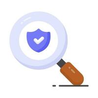 Security shield with magnifier, security search icon, safety check vector design