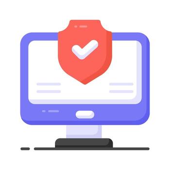 Security shield with monitor showing concept icon of computer protection vector